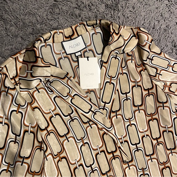 Alexis NEW Reyson Long Sleeve Chain Link Button Down Blouse Size L - Picture 12 of 16